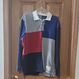 Aeropostale Gray and Navy Long Sleeve Shirt Sz M